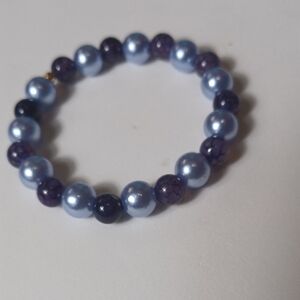 Elegant Blue and Purple Beaded Bracelet
